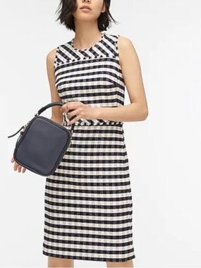 J. Crew Navy and White Gingham Dress size 14